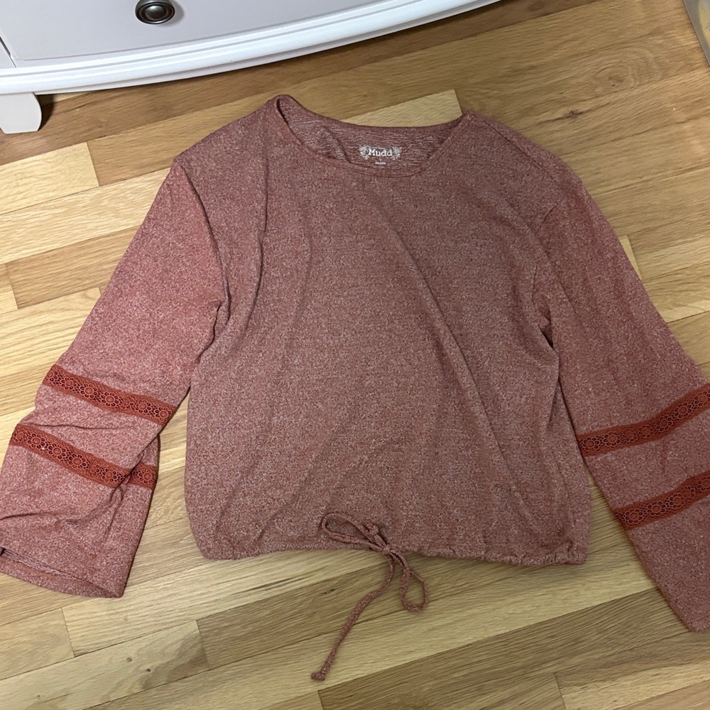 Mudd Women's Rust Lace-Trim Drawstring Sweatshirt